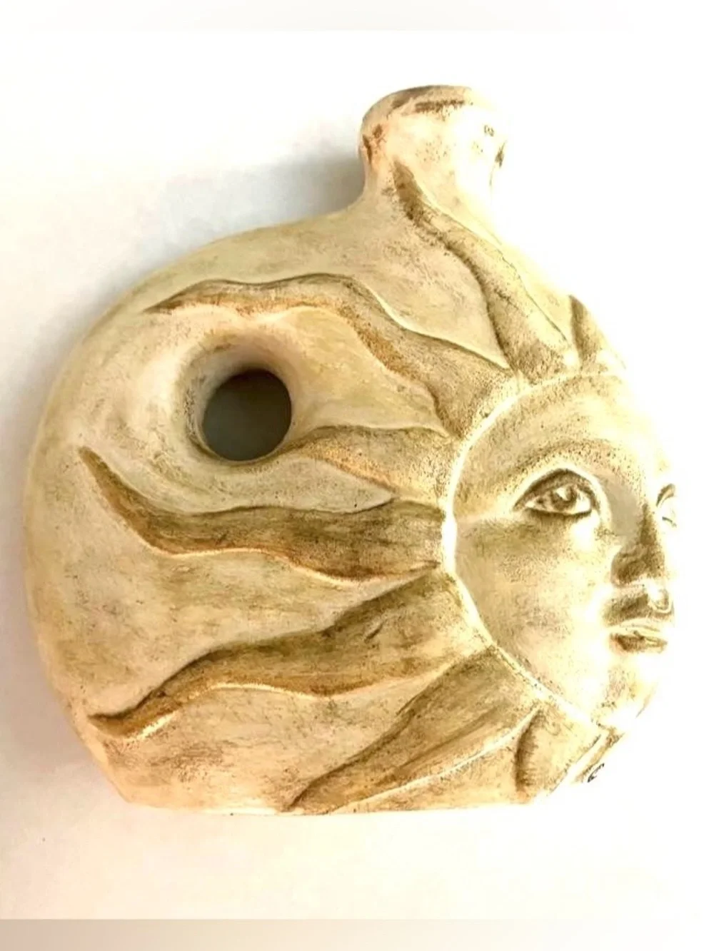 Rare Vintage Moon Sun Mexican Astrology Celestial Pottery Vase Vessel - Signed